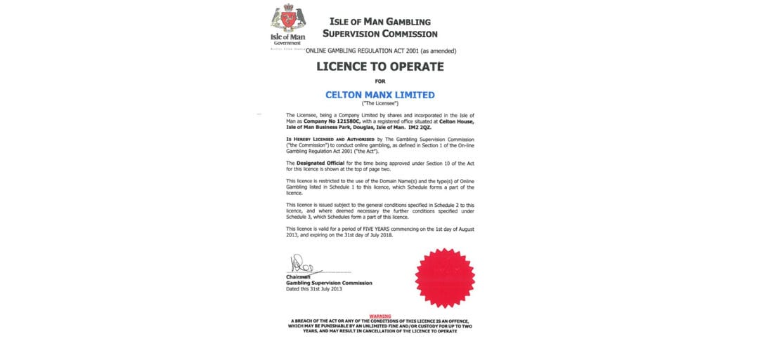 Giấy phép IOM (Isle of Man Gambling Supervision Commission)